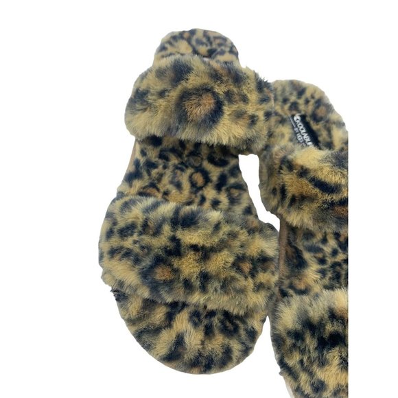 Koolaburra By Ugg Fuzzy Leopard Slippers Womens Size 8 Comfort Slide Cheetah - Picture 7 of 11